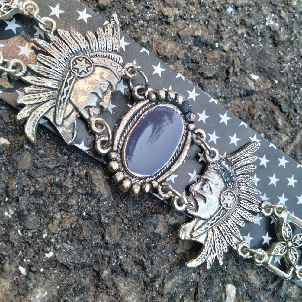 90s vtg deadstock blue silver color bracelet
